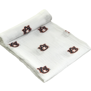 muslin swaddle blanket with AU logos