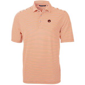 Orange and White striped Auburn interlocking AU Cutter and Buck polo